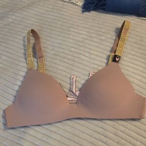 Victoria's Secret Blush Bra with Yellow Straps
